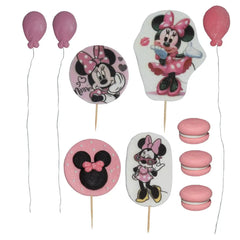 Lot de 10 décorations comestibles pour gâteau fille – Minnie rose