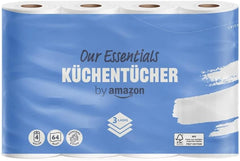Par Amazon Rouleau de cuisine, 3 épaisseurs, 16 rouleaux (4 rouleaux, lot de 4), 64 feuilles par rouleau, certifié Fsc