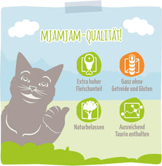 MjAMjAM - Nourriture humide de qualité supérieure pour chat - Delicious Mix Pack III Repas pour votre chat Pack de 6 (6 x 200 g) sans céréales avec de la viande supplémentaire