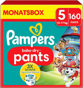 Couches Pampers Paw Patrol Pants taille 5 (12-17Kg) Baby-Dry, Junior avec poche Stop and Protect, BOITE MENSUEL, 160 couches Naty Shop 5 (160 pièces) Nouveau