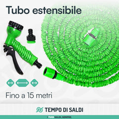 Tuyau d'arrosage extensible de 15 m avec 7 fonctions pour un nettoyage étanche