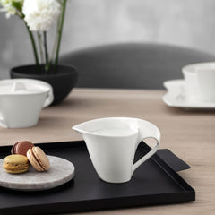 Villeroy & Boch NewWave pot à lait, brique de lait avec poignée courbée, porcelaine premium, passe au lave-vaisselle et au micro-ondes, blanc, 200 ml