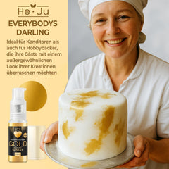 He-Ju Food Color Spray Gold 10g Poudre d'Or Comestible Vegan et Paillettes Comestibles Gratuites E171 pour Boissons