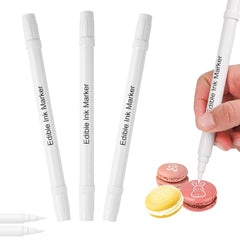 Ensemble de 3 stylos alimentaires comestibles blancs Ensemble de 3 colorants alimentaires fondants végétaliens sans gluten à double pointe blanc pour peindre et écrire sur des gâteaux, etc.