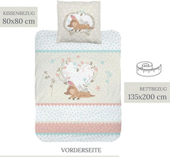 Lenjerie de pat fete, Bambi, 100% bumbac Lenjerie de pat - copii Naty Shop