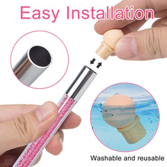 2 pièces Nail Art Rendering-Werkzeuge Doppelter Kopf, éponge pinceau applicateur Inkl 8 Ersatzköpfe, Nail Art Schwamm et Tupfpinsel (blanc, rose)