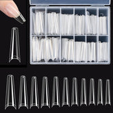 Faux Ongles Transparents Extra Longs 240 Pièces Demi-Couverture Faux Ongles Carrés Droits Faux Ongles Extensions d'Ongles Français pour Salons de Manucure et DIY Nail Art