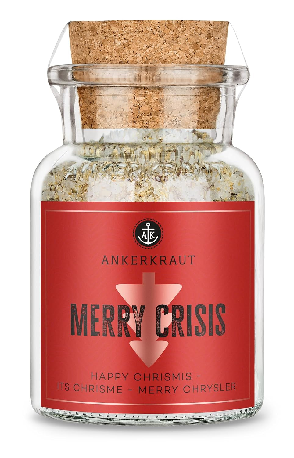 Ankerkraut "Merry Crisis" Anlass-Gewürz, Aioli Pfeffer Salz zum Verschenken, Gewürz Geschenk mit Knoblauch, 155 g dans Corkenglas