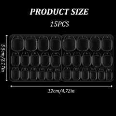 15 feuilles/450 pièces de tampons adhésifs pour ongles, 15 tailles de tampons adhésifs transparents pour ongles, gel de gelée double face, autocollant adhésif pour ongles, tampons adhésifs à presser sur les ongles, tampons adhésifs pour accessoires de décoration de manucure DIY