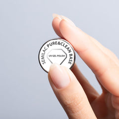 Base de vernis à ongles UV Semilac Pure & Clean 7 ml – Base hybride auto-nivelante pour ongles sensibles