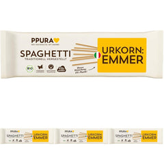 PPURA Pâtes Spaghetti Bio à l'Emmer 500g, Spaghettis à l'Emmer 100% naturels, fabriqués en Italie - Pâtes italiennes sans additifs, colorants ni conservateurs