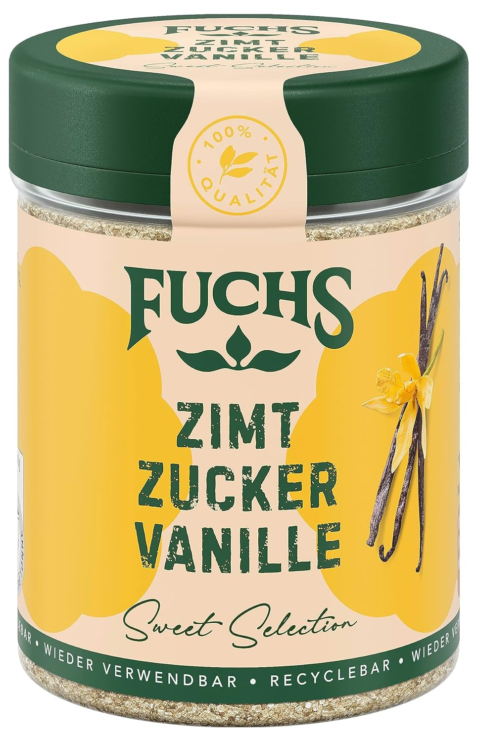 Fuchs Gewürze - Zimt Zucker Vanille - Gewürz zum Versüßen von Waffeln, Milchgetränken oder Joghurt - aus natürlichen Zutaten - 100 g in wiederverwendbarer, recyclebarer Dose