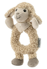 Flocke Sheep Sterntaler Catch Toy - jouet d'activité motrice pour hochet, toucher et jouer - peluche pour bébés et enfants avec le hochet comme ami fidèle - jouet pour bébé en tissu doux de couleur sable Baby Toys Naty Shop