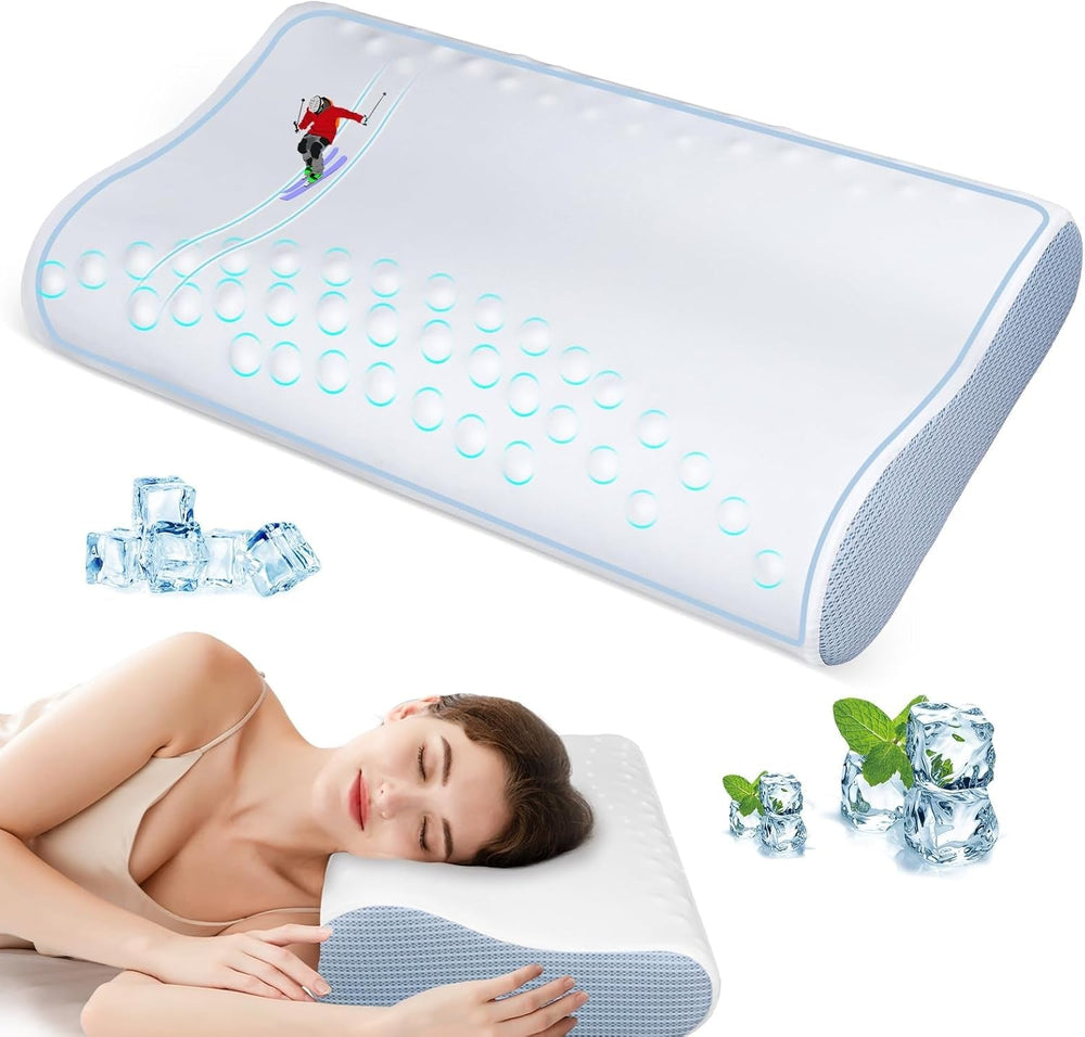 Naty Shop Oreiller en Mousse à Mémoire de Forme Oreiller Cervical Rafraîchissant pour Dormir Oreiller Cervical pour Douleurs au Cou et aux Épaules Oreiller de Lit Ergonomique Oreiller de Soutien du Cou pour Dormeurs sur Le Dos du Ventre Oreillers Cervicaux Orthopédiques Naty Shop