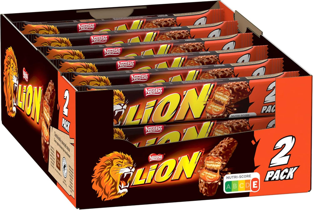 Nestlé LION Barre de chocolat au caramel, collation croquante, chocolat croquant et pépites croquantes, garniture au caramel, une expérience culinaire spéciale, paquet multiple, paquet de 28 (2 x 30 g chacun)