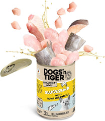 Dogs'n Tiger Schlemmermenü Glückskind, Nassfutter für Kätzchen, saftiges Hun und Forelle - sans Getreide, Zuckerzusatz, künstliche Konservierungsstoffe, optimale Verträglichkeit, 12x 200g