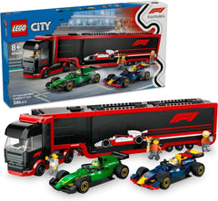 LEGO City F1 Transporter avec voitures de course F1 RB20 et AMR24 - Transporteur de voitures miniatures pour les équipes de Formule 1 Red Bull et Aston Martin - Incl. 5 figurines - Cadeau pour garçons et filles à partir de 8 ans 60445 Jeux de construction Beuche den LEGO-Store Titre par défaut