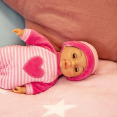 Bayer Design 92802AS My First Baby 28 cm, poupée bébé, poupée au corps doux avec des yeux endormis, très pratique, tenue mignonne, rose