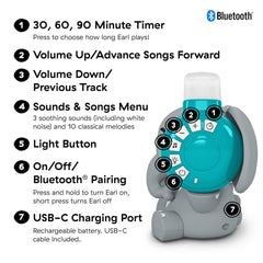 Machine à son Bluetooth Baby Einstein Earl l'éléphant, système musical + veilleuse, jouets bébé à tout-petit Bebe Naty Shop
