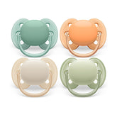 Sucettes Philips AVENT Ultra Soft - paquet de 4 sucettes extra douces sans BPA pour bébés âgés de 0 à 6 mois, comprenant étui de transport et stérilisation (Modèle SCF091/35)