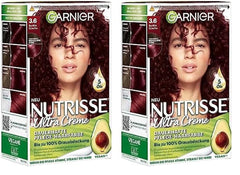 Garnier Nutrisse Coloration permanente pour cheveux avec huiles de fruits nourrissantes, tenue 8 semaines, teinte ultra crème, 036 cerise noire (paquet de 2) Naty Shop Hair Color Default Title
