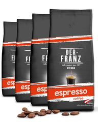 Der-Franz Espresso Kaffee, Intensité 5/5, Arabica et Robusta, Ganze Bohne, 4 x 1000 g