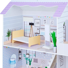 Teamson Kids Maison de poupée géante Olivias Little World avec 16 accessoires de poupée, maison de poupée en bois avec meubles, 3 étages, maison de poupée pour enfants pour poupées de 12 pouces/30 cm, à partir de 3 ans Naty Shop Doll Houses
