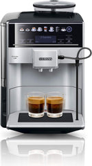 Machine à expresso automatique Siemens EQ.6 plus s300 TE653501DE, pour de nombreuses spécialités de café, mousseur à lait, moulin en céramique, double fonction café, anticalcaire, nettoyage vapeur automatique, 1500 W, argent