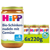 Nouilles bio Hipp au jambon et légumes, paquet de 6 (6 X 220 grammes) Mère et Enfant Naty Shop