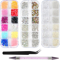Harz Strasssteine 4200Pcs Strass Kristalle 1Mm-5Mm Gemischte Kinder Bastelsachen Kit Mit Strass Mit Picking Pinzette et Stift For DIY Nägel Kleidung Kunsthandwerk Gemischt Becher Party (A)