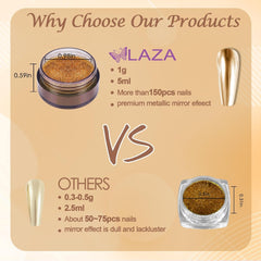 Chrome Nagel Pulver Spiegel Effekt Metallic Staub Holographische Glitter Glasierte Maniküre Dekoration Reflektierendes Pigment For DIY Gel Polish Nail Art, Harz Handwork, Geschenke for Gold