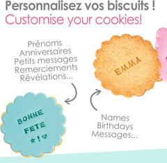 ScrapCooking 3700392420413 Ensemble de tampons à biscuits chiffres et lettres – pour fondant, biscuits, pâtisserie – matrices décorées sur mesure, plastique, rose