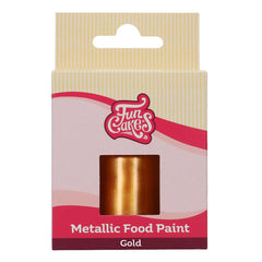 Vopsea alimentară metalică Funcakes aurie: Creați efecte metalice pe fondant, marțipan, pastă de gumă, glazură regală și fursecuri. 100% comestibilă, Halal, potrivită pentru vegetarieni și vegani. 30 ml.