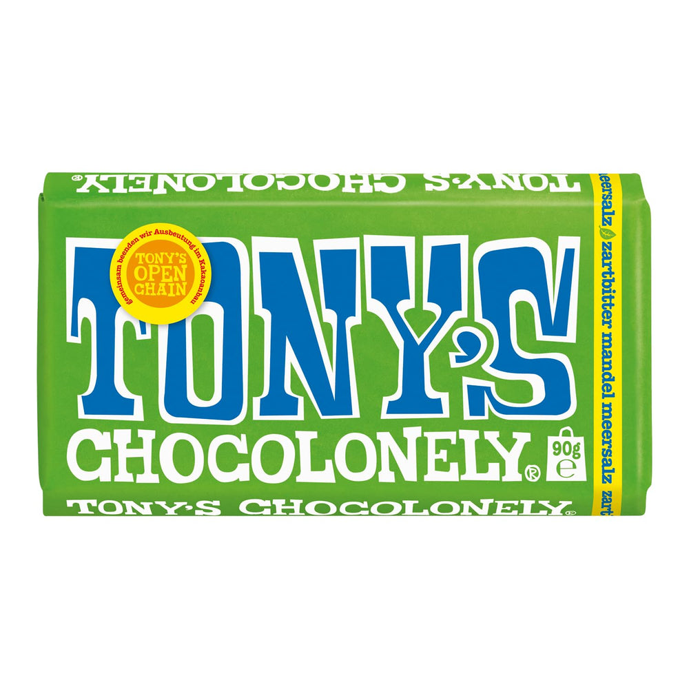 Tony's Chocolonely - Chocolat noir aux amandes et sel marin 90g