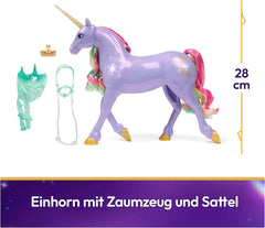 Wildstar Unicorn par Unicorn Academy - Licorne Sophia originale de 28 cm de haut de la série Netflix avec une vraie crinière et une vraie queue, une bride, une selle et une brosse amovibles, à partir de 4 ans