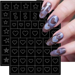 6 feuilles d'autocollants pour ongles de modèle d'aérographe, autocollants d'ongles d'étoiles de flamme de papillon, d'autocollants d'impression d'outil de pochoir d'art d'ongle autocollants auto-adhésifs pour les femmes autocollants de conception d'art d'ongle