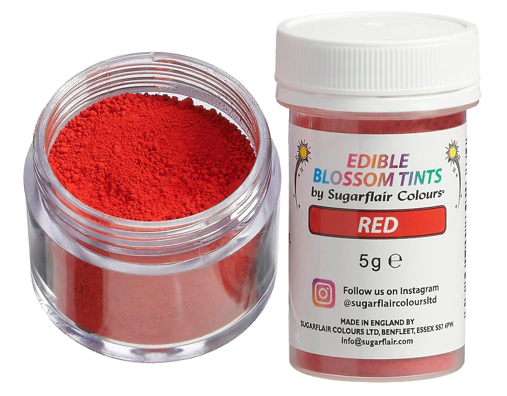 Sugarflair Blossom Tint Dust Red - Colorant alimentaire en poudre pour décorations de gâteaux, fondants, glaçages, chocolat, crème au beurre, macarons et plus - 5G