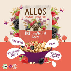 Allos Hof Granola aux baies | Muesli biologique | Muesli aux baies | Muesli croustillant | Céréales pour le petit déjeuner | Pack de 6 (6 x 300g), 1 pièce (pack de 6)
