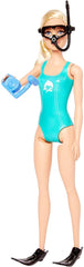 Barbie Seria You Can Be Anything, Biolog Marin, 1x Păpușă cu Păr Blond, Costum de baie, Delfin, Accesorii, Cadou pentru copii, Jucărie pentru vârste de 3 ani și peste, HMH26