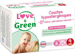 Love & Green, couches sans chlore, paquet pour 1 mois, taille 4 Mère et Enfant Naty Shop