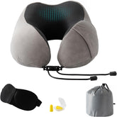 Good Nite Oreiller cervical Oreiller de voyage Oreiller de voyage pour adulte Oreiller de voiture Oreiller de maison Oreiller de tête Ergonomique Mousse à mémoire de forme Lavable avec dos étroit Oreillers de voyage gris réglables Naty Shop Titre par défaut