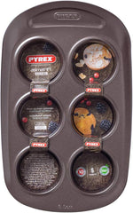 Pyrex BANDEJA 6 MAGDALENAS ASYMETRIA PX Muffinförmchen, Metall, Bunt, 6 Magdalena Moules et plaques à pâtisserie Naty Shop
