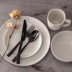 Service de table en porcelaine Zen Buffet, service pour 6 personnes (30 pièces), blanc (tasses)