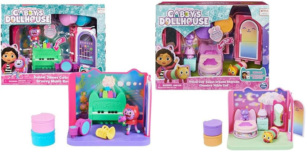 Chambre de luxe Gabby Dollhouse Chambre de musique Groovy et chambre de luxe Sweet Dreams Chambre de chat moelleux