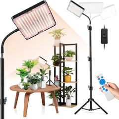 Lampe LED pour plantes à spectre complet avec support réglable, 246 LED avec minuterie et 9 niveaux de luminosité, lumière pour plantes à fleurs, culture hydroponique et graines, pour débutants et jardiniers d'intérieur