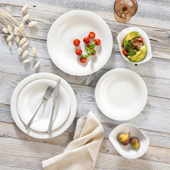 vivo - Villeroy & Boch Group – Service de table Essential Blanc 18 tlg. Blanc, Spülmaschinenfest, Mikrowellensicher, Geschirr Set für 6 Personen, Müslischalen, Speiseteller, Dessertteller, Premium Porzellan