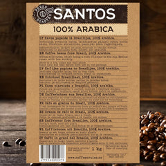 COFFEE CRUISE Santos Kaffeebohnen 1kg - Mittlere Röstung - Aroma Caramel - Pour toutes les machines à café - 100% arabe