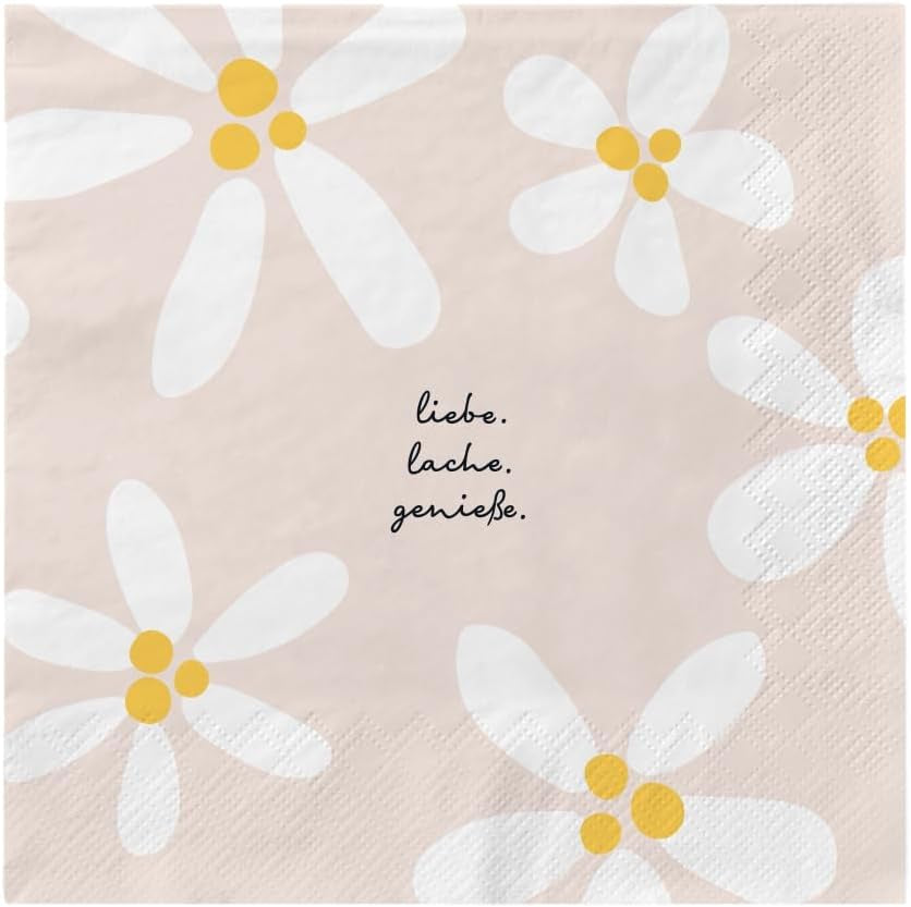 Grafik Werkstatt Serviettes Mit Spruch Gross | 20 pièces | 16,5 X 16,5 cm | Coloré | Amour. Rire. Apprécier.