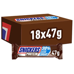 Barres protéinées au chocolat Snickers - Saveur riche avec caramel, noisettes et nougat, emballage en vrac 18x47g