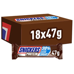 Snickers Chocolade-eiwitrepen - Rijke smaak met karamel-hazelnoten en nougat, bulkverpakking 18x47g